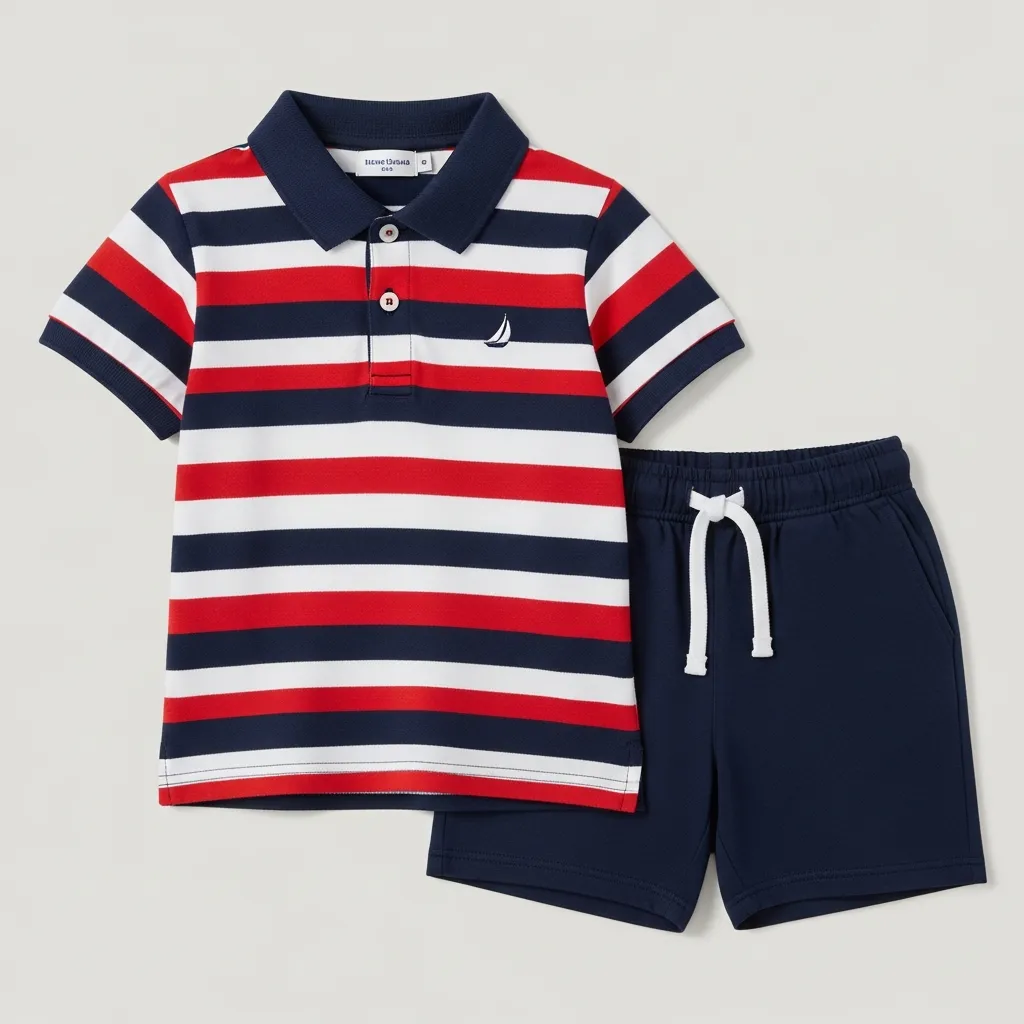 Boys Striped Polo Set